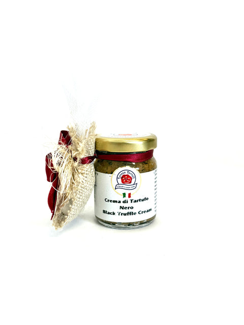 Bomboniera / segnaposto Vasetto in vetro 60g crema di tartufo nero Abruzzese con confetti