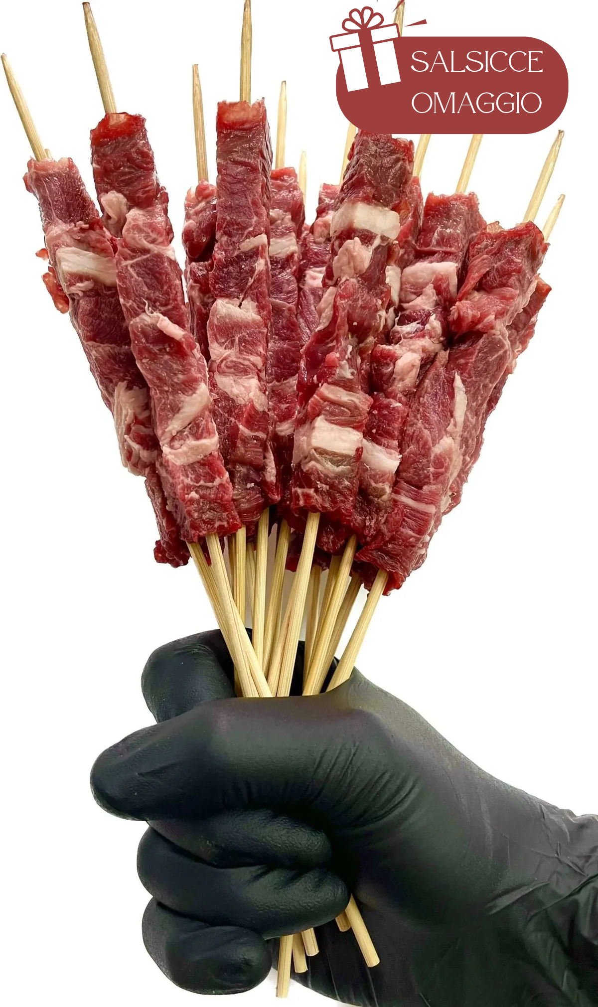 Arrosticini 169pz da 30g + 1KG di salsicce di carne o di fegato OMAGGIO