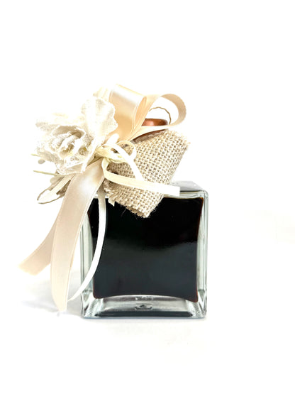 Bomboniera Bottiglia di vetro 20cl ratafià con confetti e timbro ceralacca personalizzato