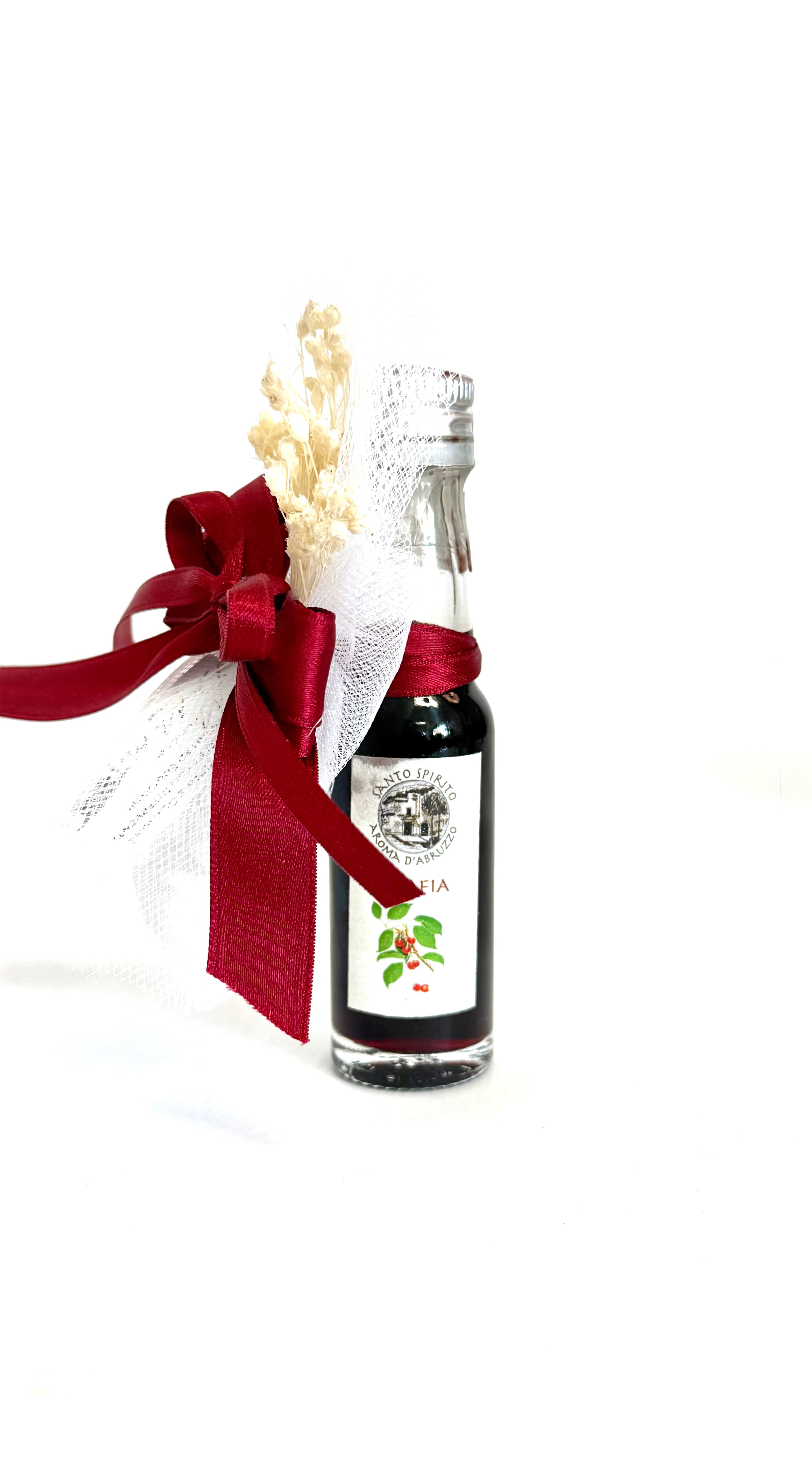 Bomboniera / segnaposto Bottiglietta di vetro 2cl mignon ratafià con confetti