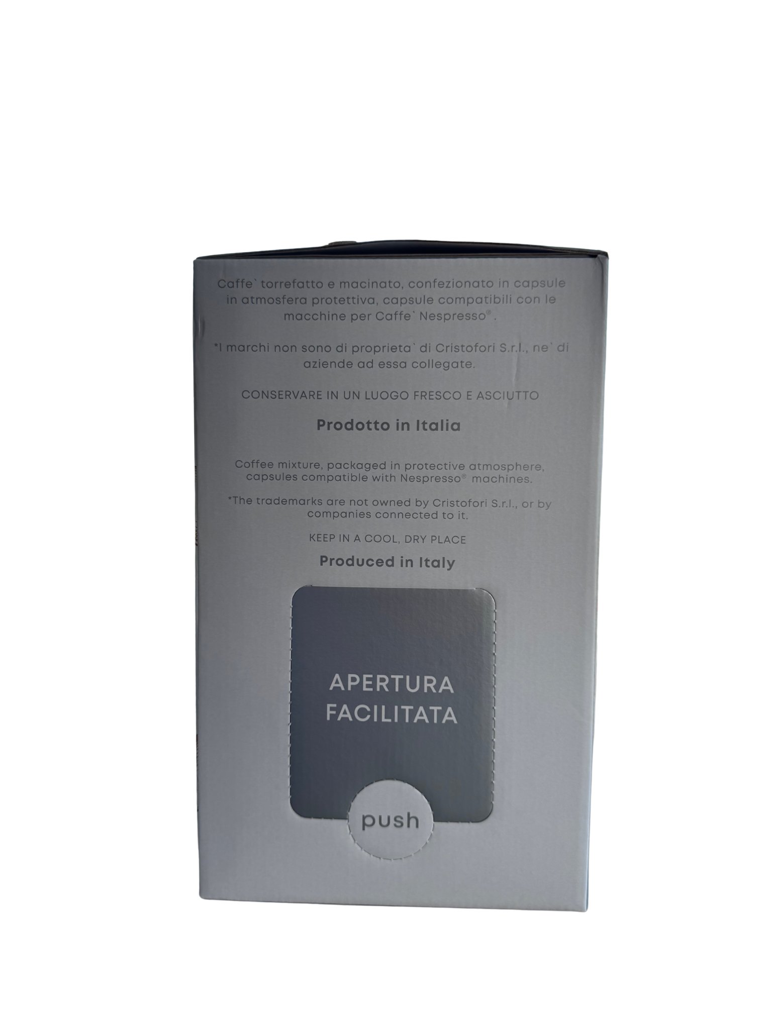 Caffè Cristofori 100 capsule Nespresso qualità argento Deca